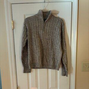 Oscar De La Renta Men's Quarter Zip Pullover Cotton Brown Heather Sweater Size L